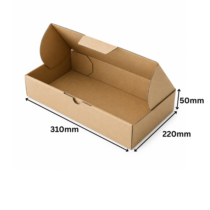 310 x 220 x 50mm Heavy Duty Brown Corrugated Die Cut Mailing Box