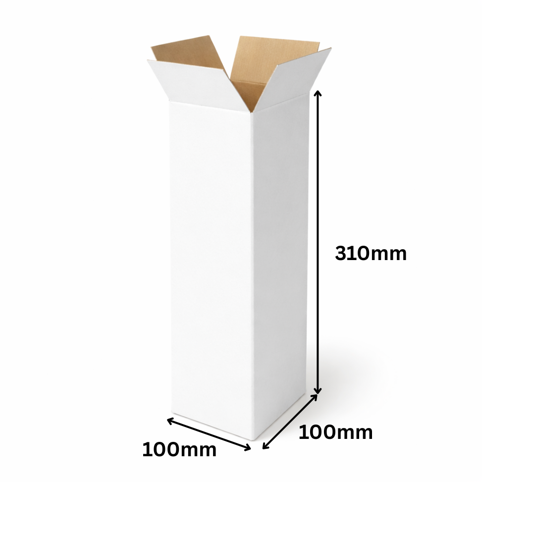 100 x 100 x 310mm Tall Mailing Shipping Packing Cardboard Boxes White