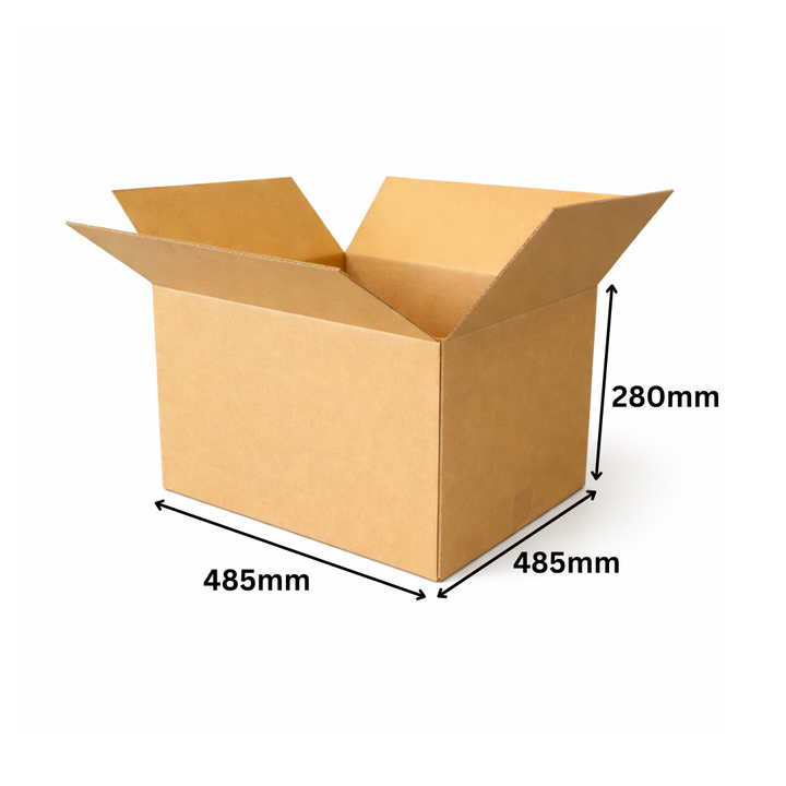25pcs of 485 x 485 x 280mm Brown Slotted Cardboard Shipping Boxes