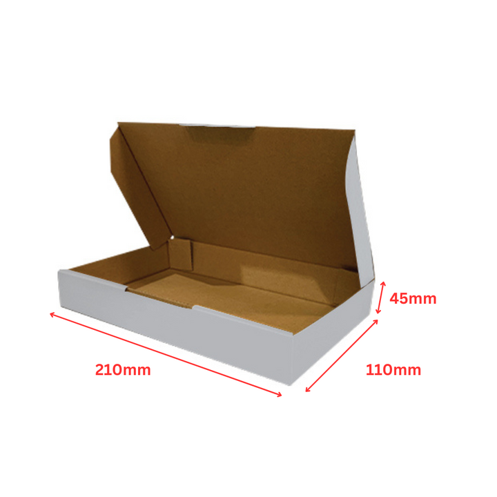 210 x 110 x 45mm Die Cut Mailing Shipping Packing Cardboard Boxes White