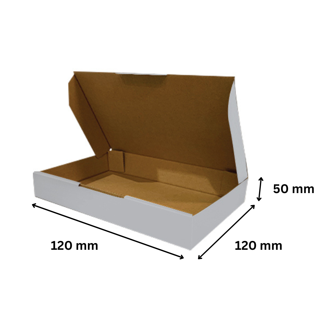 120 x 120 x 50mm Die Cut Mailing Shipping Packing Cardboard Boxes White