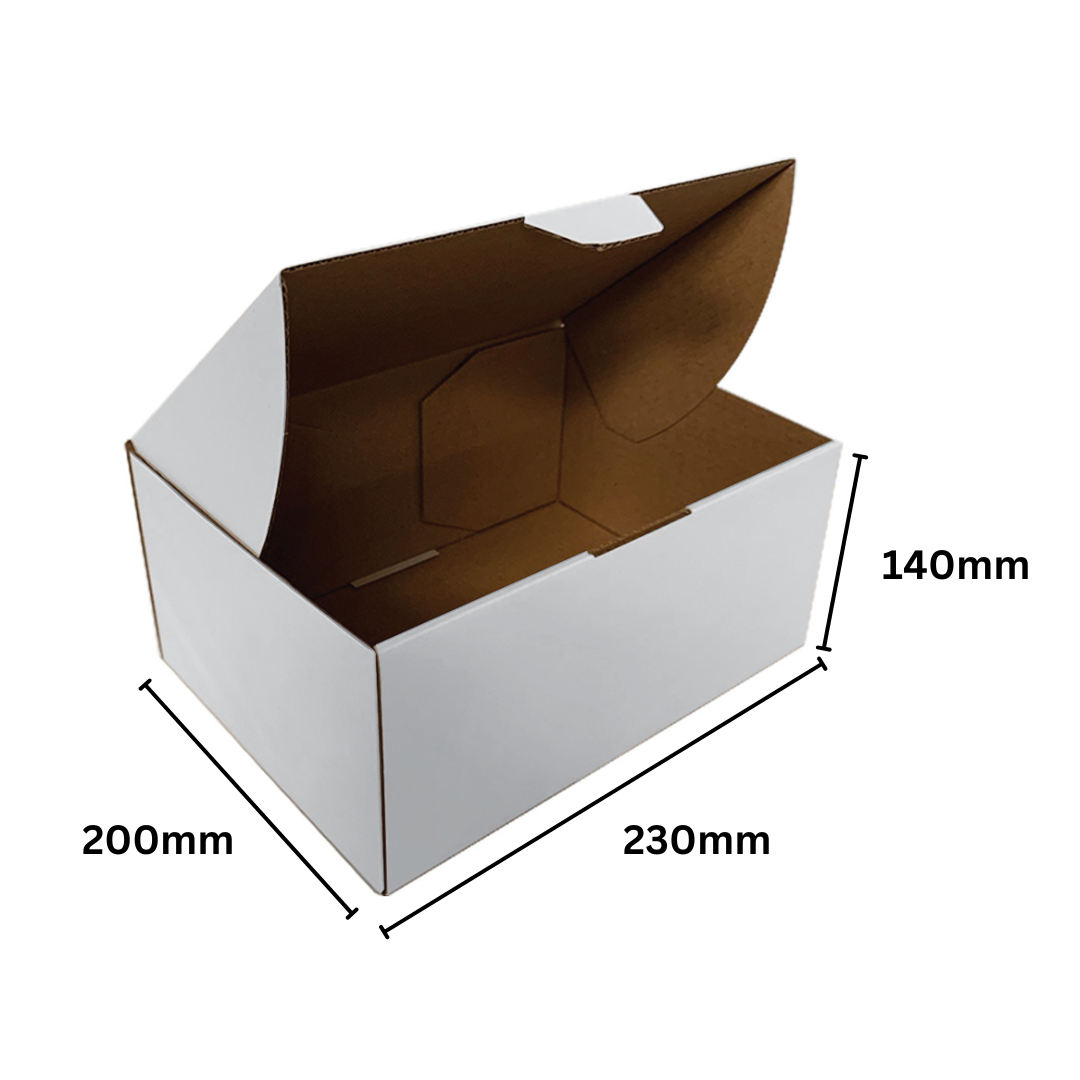 230 x 200 x 140mm Die Cut Mailing Shipping Packing Cardboard Boxes White