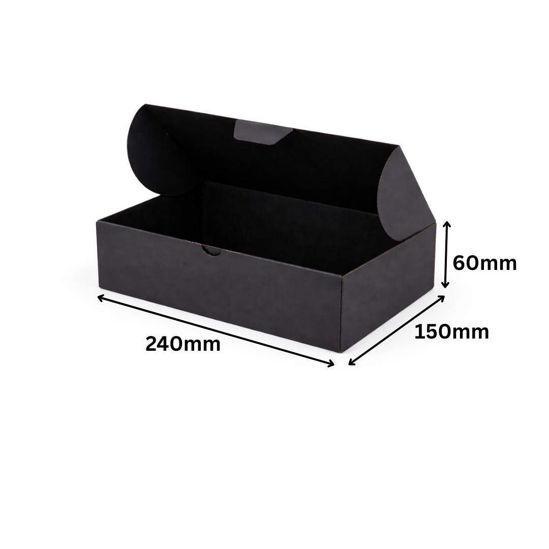 240 × 150 × 60mm Full Black Die Cut Mailing Shipping Packing Cardboard Boxes