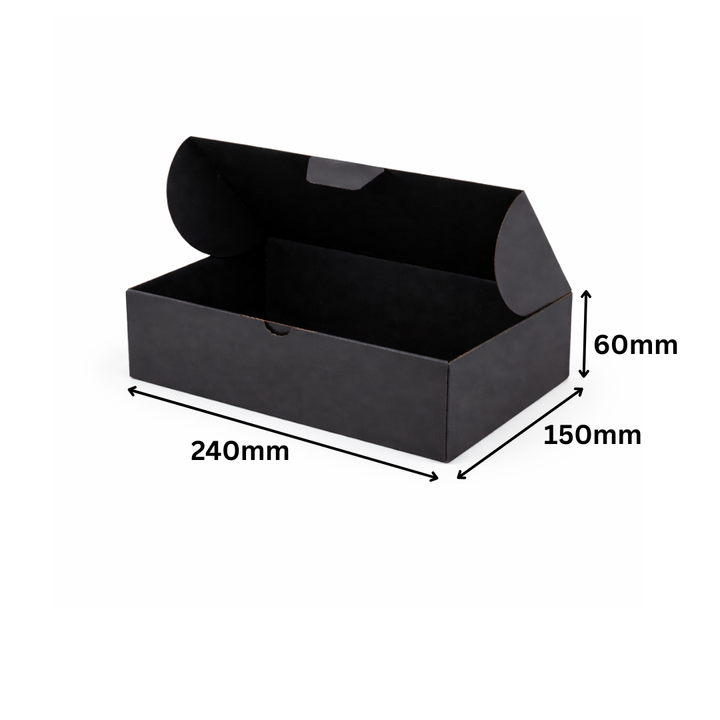240 × 150 × 60mm Full Black Die Cut Mailing Shipping Packing Cardboard Boxes