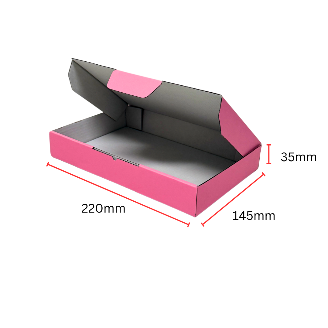 Pink Mailing Boxes 220 x 145 x 35mm with White Interior