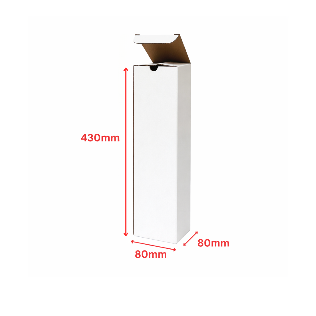 80 x 80 x 430mm  Tall Mailing Shipping Packing Cardboard Boxes White