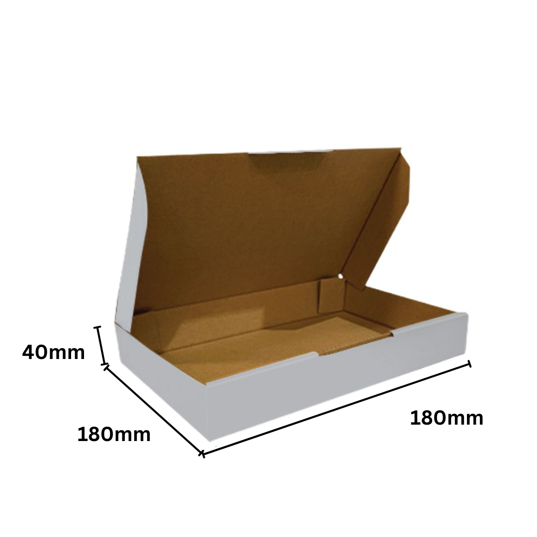 180 x 180 x 40mm Die Cut Mailing Shipping Packing Cardboard Boxes White