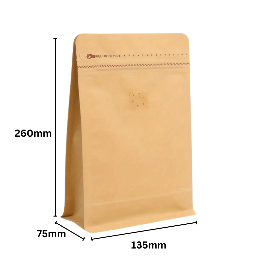 135 x 320 + 75mm Craft Brown Coffee Ziplock Bag – Airtight, Stylish, and Durable Coffee Storage