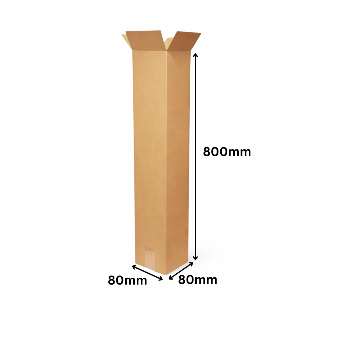 80 x 80 x 800mm Tall Mailing Shipping Packing Cardboard Boxes Brown