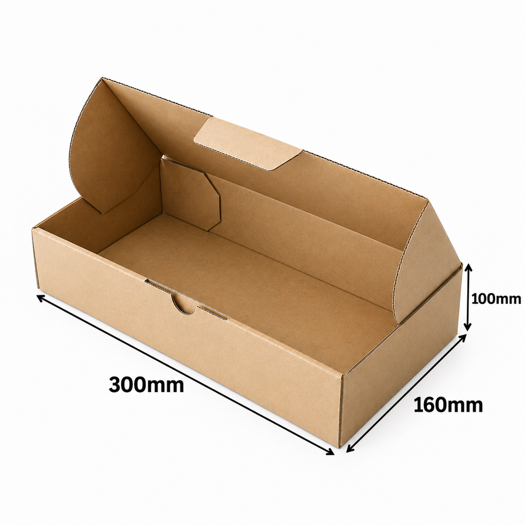 300 x 160 x 100mm Heavy Duty Brown Corrugated Die Cut Mailing Box