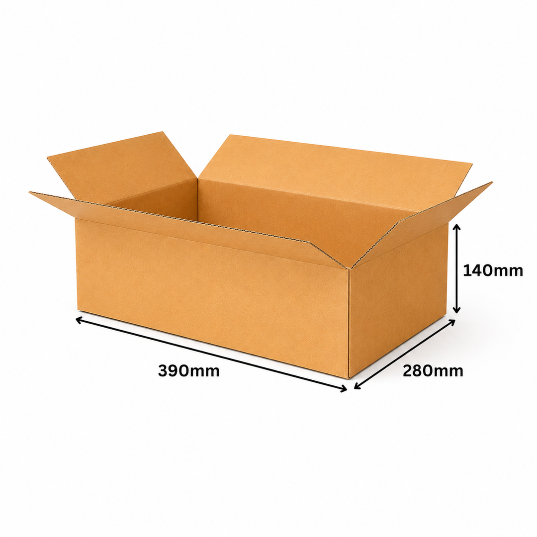 390 x 280 x 140mm Brown Corrugated Slotted Carton