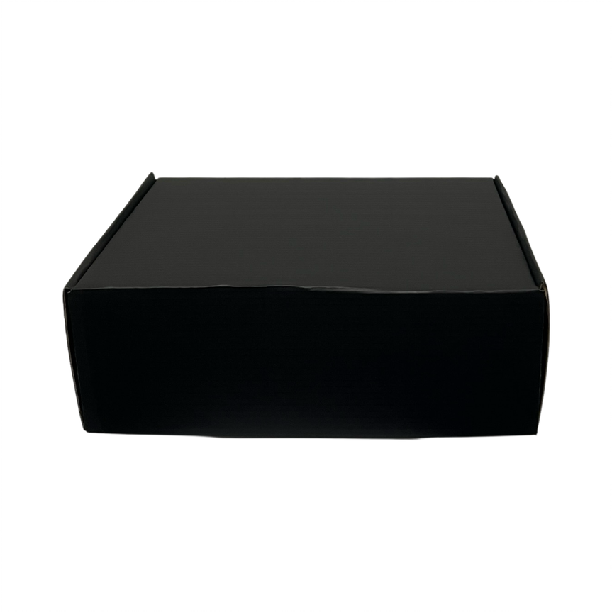 Premium-Quality Full Black Mailing Boxes 220 x 160 x 77mm | Die-Cut Shipping Cardboard Box with Tuck-Front Design