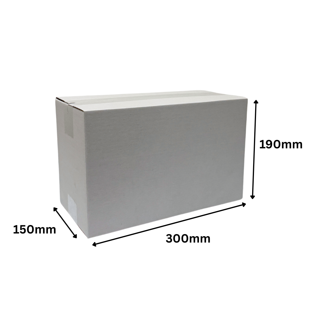 300 x 150 x 190mm White Die Cut Cardboard Mailing Boxes – Corrugated, Self-Locking