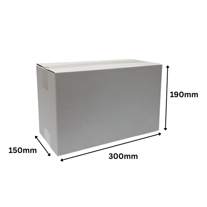 300 x 150 x 190mm White Die Cut Cardboard Mailing Boxes – Corrugated, Self-Locking