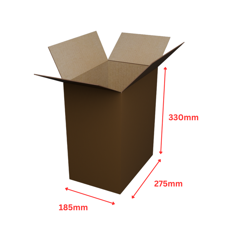 275 x 185 x 330mm Brown Corrugated Mailing Box | B Flute, Slotted Carton, Flat-Pack, Recyclable