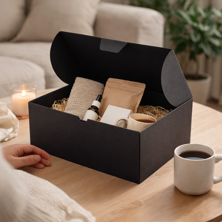 150 × 150 × 75mm Full Black Die Cut Mailing Shipping Packing Cardboard Boxes