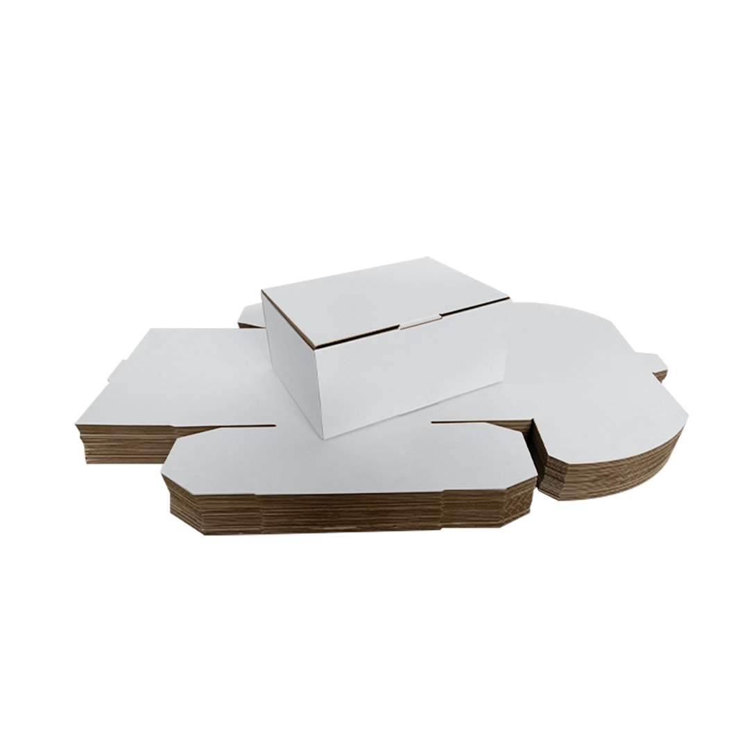 240 x 125 x 100mm White Corrugated Die Cut Mailing Box | Self-Locking, Flat-Pack, Eco-Friendly