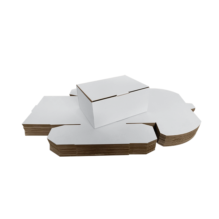 240 x 125 x 100mm White Corrugated Die Cut Mailing Box | Self-Locking, Flat-Pack, Eco-Friendly