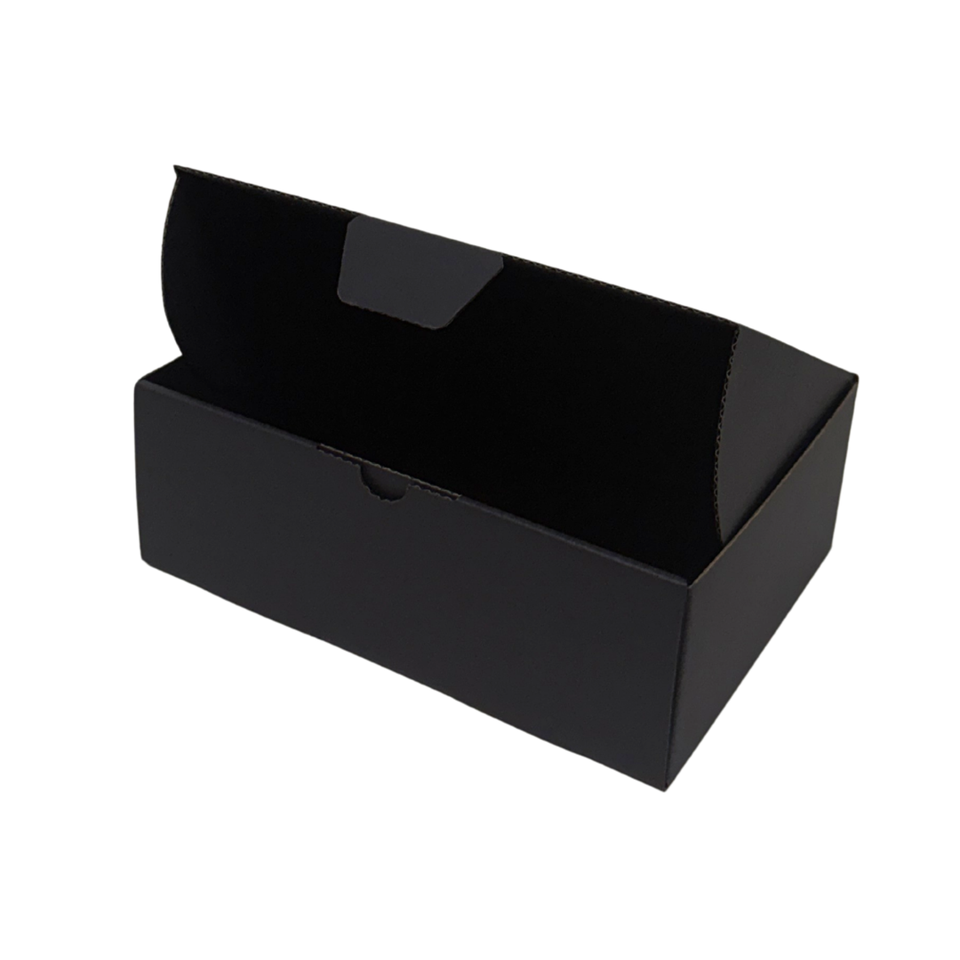 220 x 160 x 77mm Full Black Die Cut Mailing Shipping Packing Cardboard Boxes