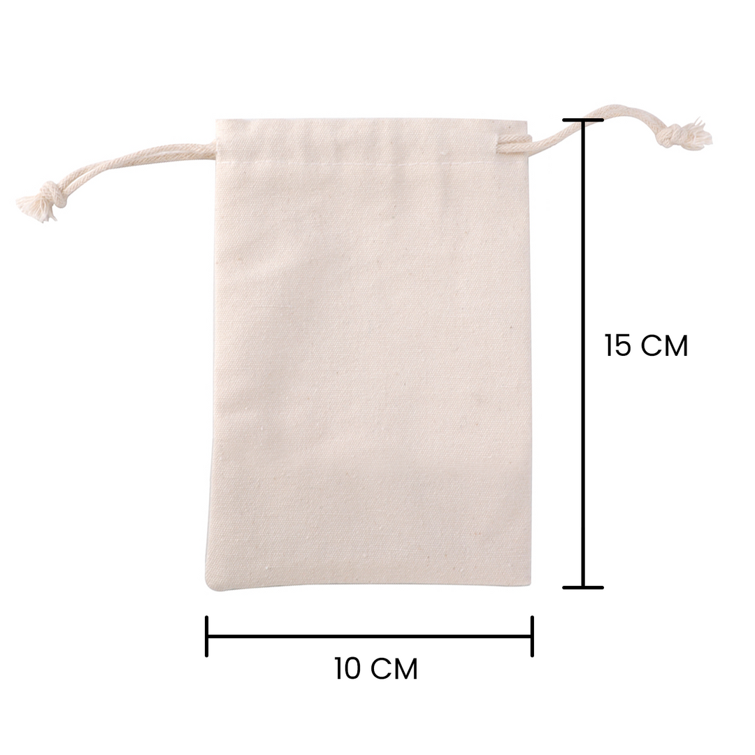 50pcs of 10cm x 15cm 10oz Canvas Calico Drawstring Storage Linen Gift Bags