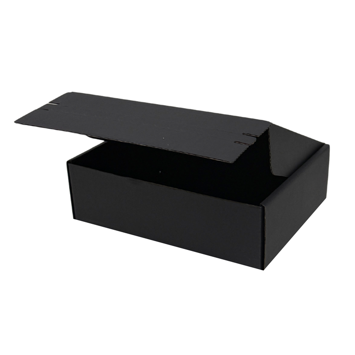 Full Black Self Sealing Tuck Front Box 174 × 128 × 53 mm – Sturdy and Durable Cardboard Postal Boxes