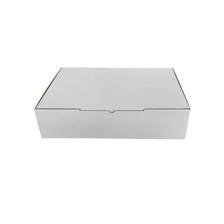 350 x 215 x 70mm White Corrugated Die Cut Mailing Box | Self-Locking, Flat-Pack, Eco-Friendly
