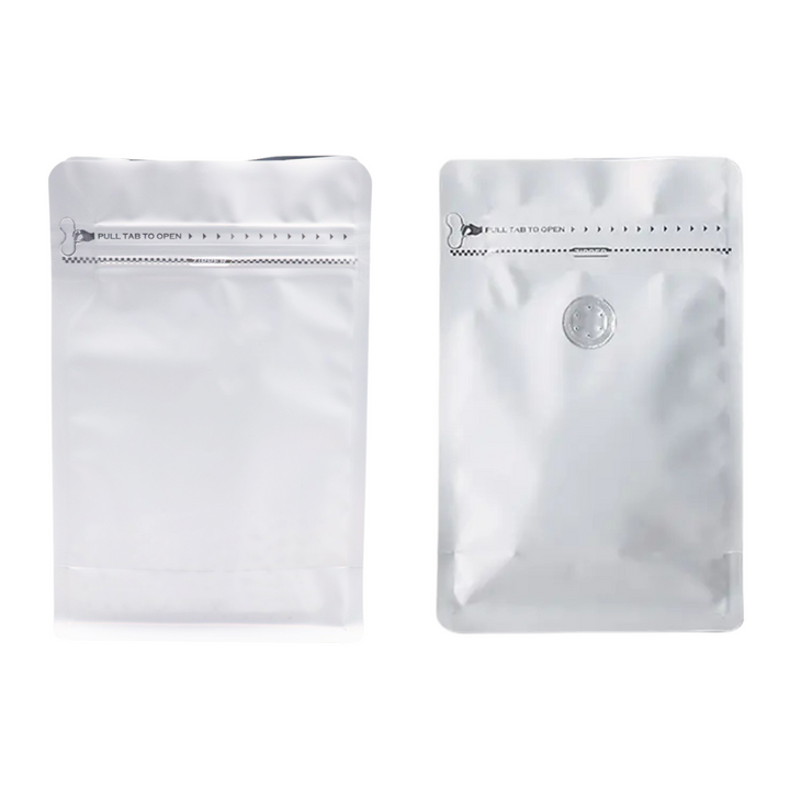 90 x 180 + 50mm White Coffee Ziplock Bag – Airtight, Stylish, and Durable Coffee Storage