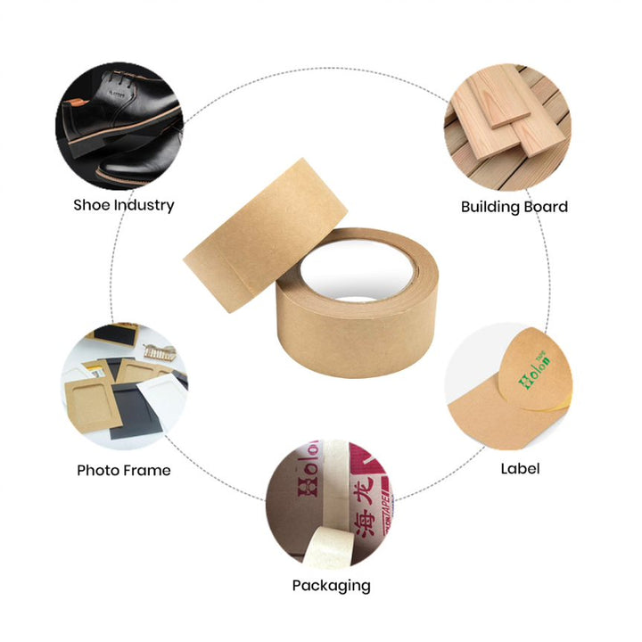 Self-Adhesive 50m x 48mm Kraft Brown Paper Tape - Perfect for Picture Framing, Packing, and Craft Projects