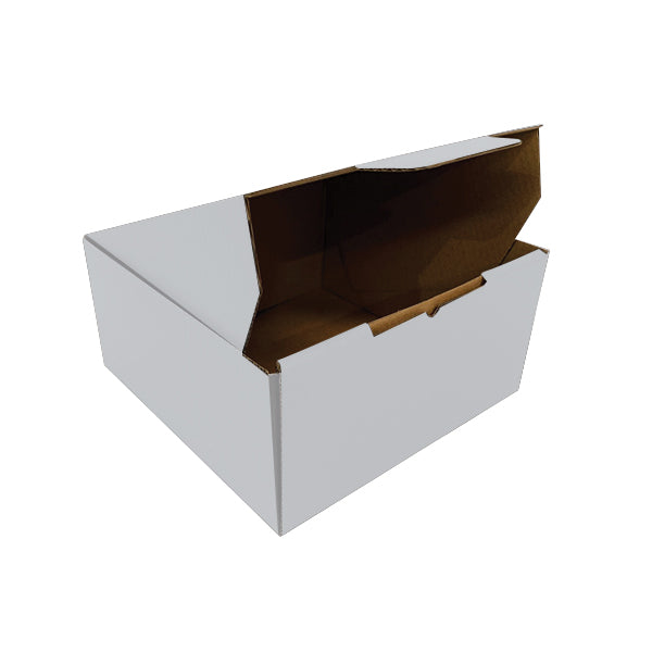 140 x 140 x 115mm White Die Cut Mailing Cardboard Boxes – Self-Locking Design