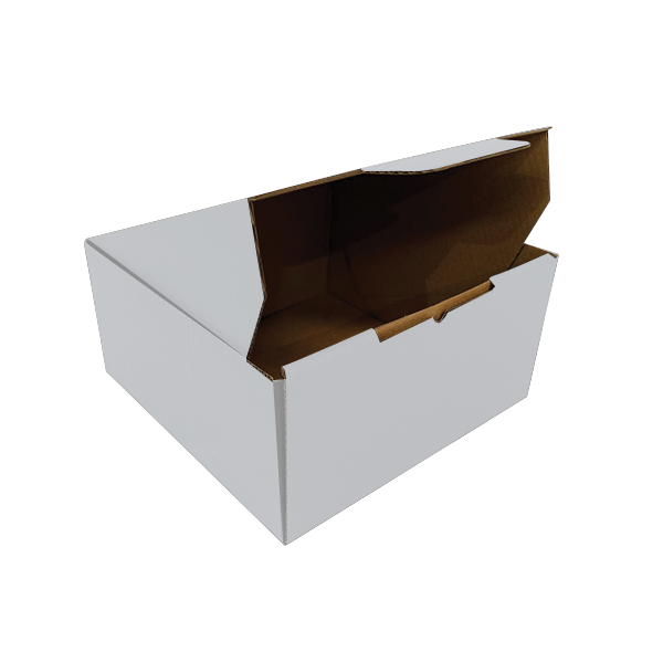 180 x 180 x 110mm White Corrugated Die Cut Mailing Box | Self-Locking, Flat-Pack, Eco-Friendly