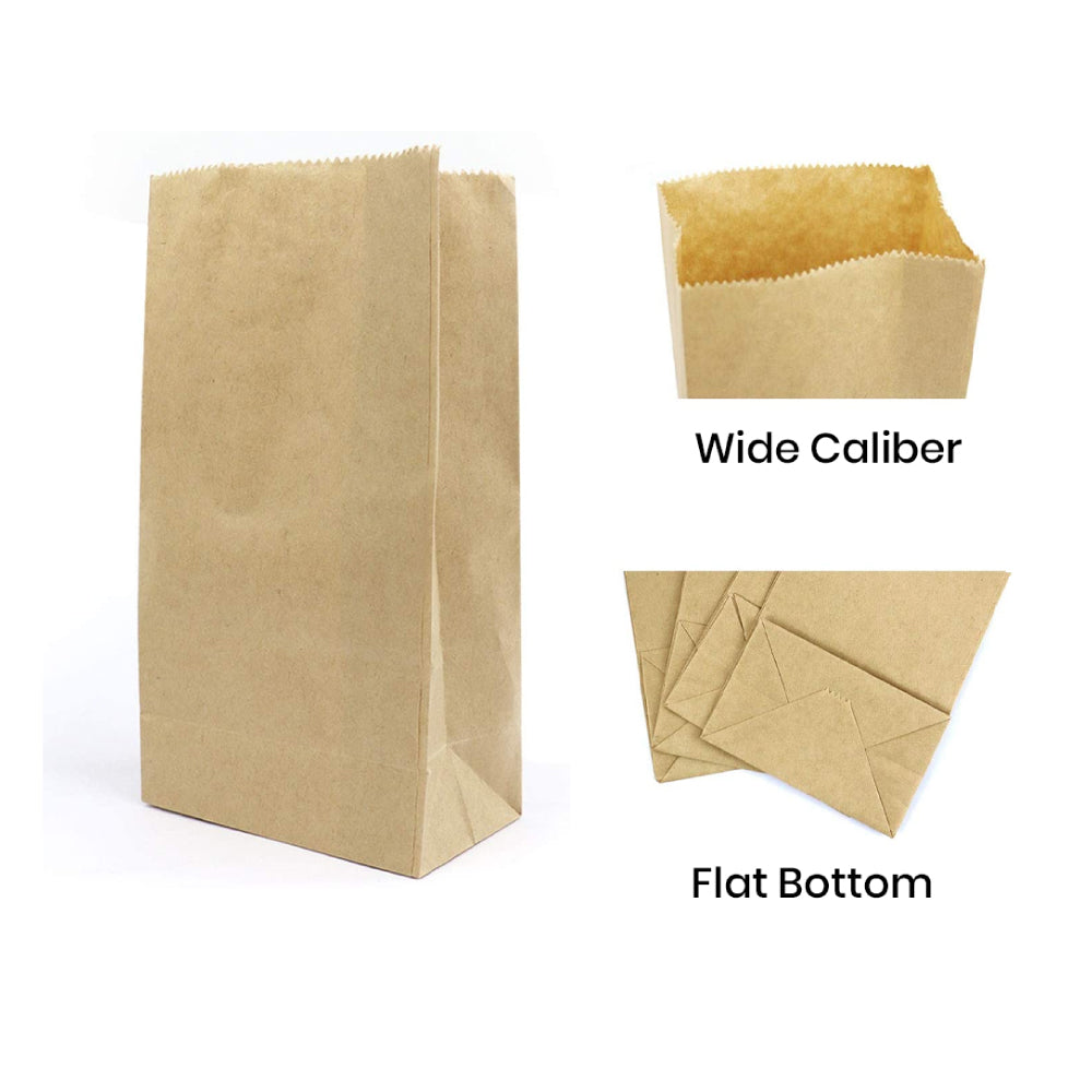 17 x 9 x 5.5cm Mini Brown Kraft Paper Bags | Take Away Food, Lolly, Grocery, Buffet, Craft, Gift, Market Bag