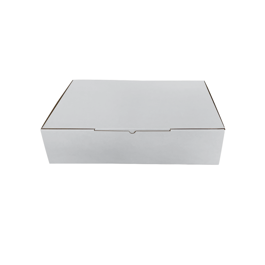 340 x 215 x 75mm White Corrugated Die Cut Mailing Box | Self-Locking, Flat-Pack, Eco-Friendly