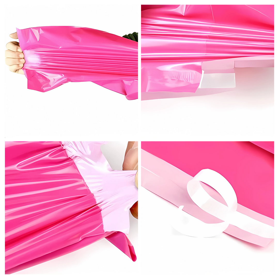 255mm x 330mm + 40mm Poly Mailing Courier Satchel Pink with White Inner Lining