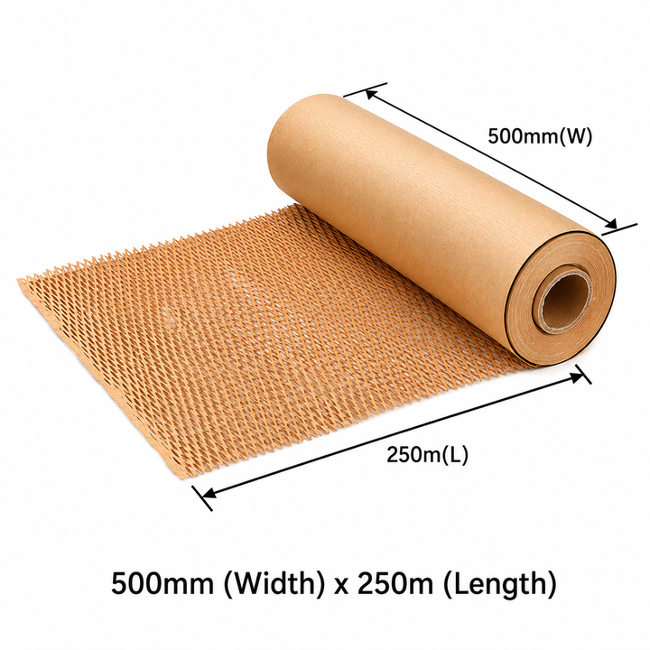 500mm x 250m Honeycomb Wrap Brown Kraft Paper Roll