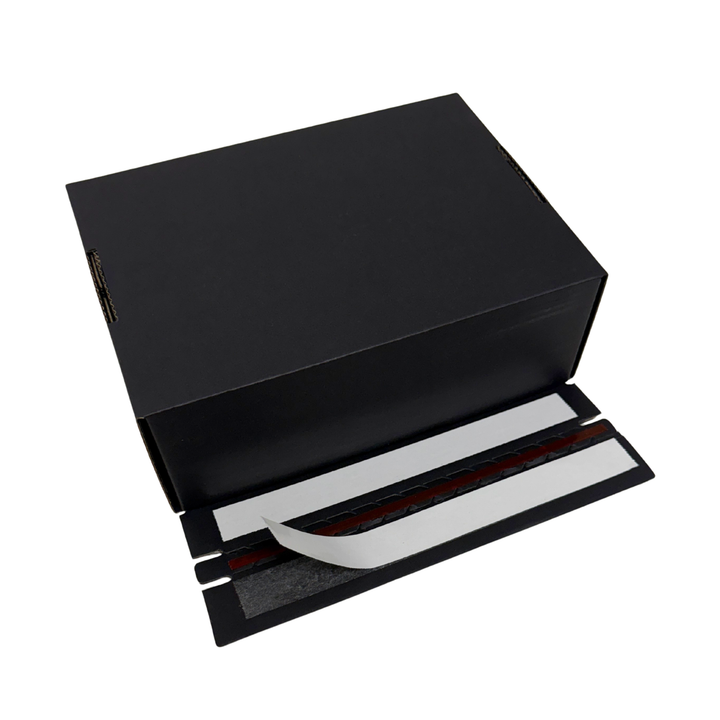 Full Black Self Sealing Tuck Front Box 220 × 160 × 77 mm – Sturdy and Durable Cardboard Postal Boxes