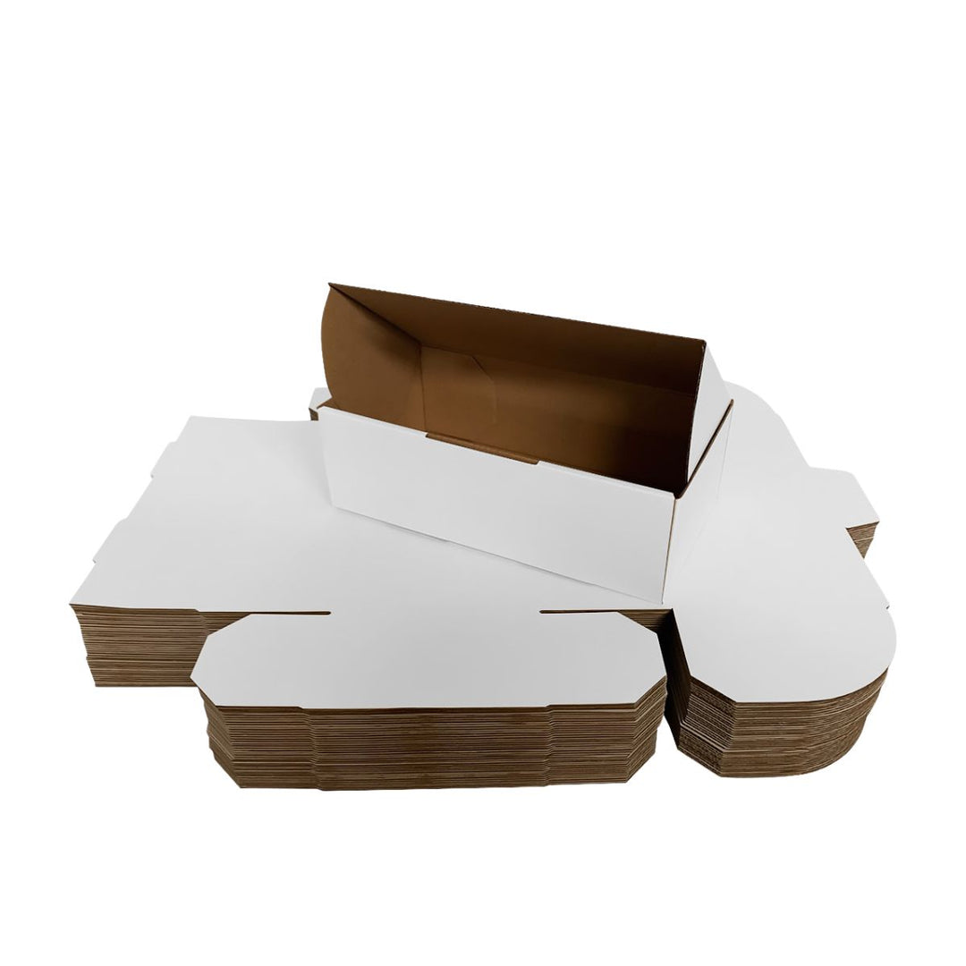 180 x 100 x 45mm White Corrugated Die Cut Mailing Box | Self-Locking, Flat-Pack, Eco-Friendly