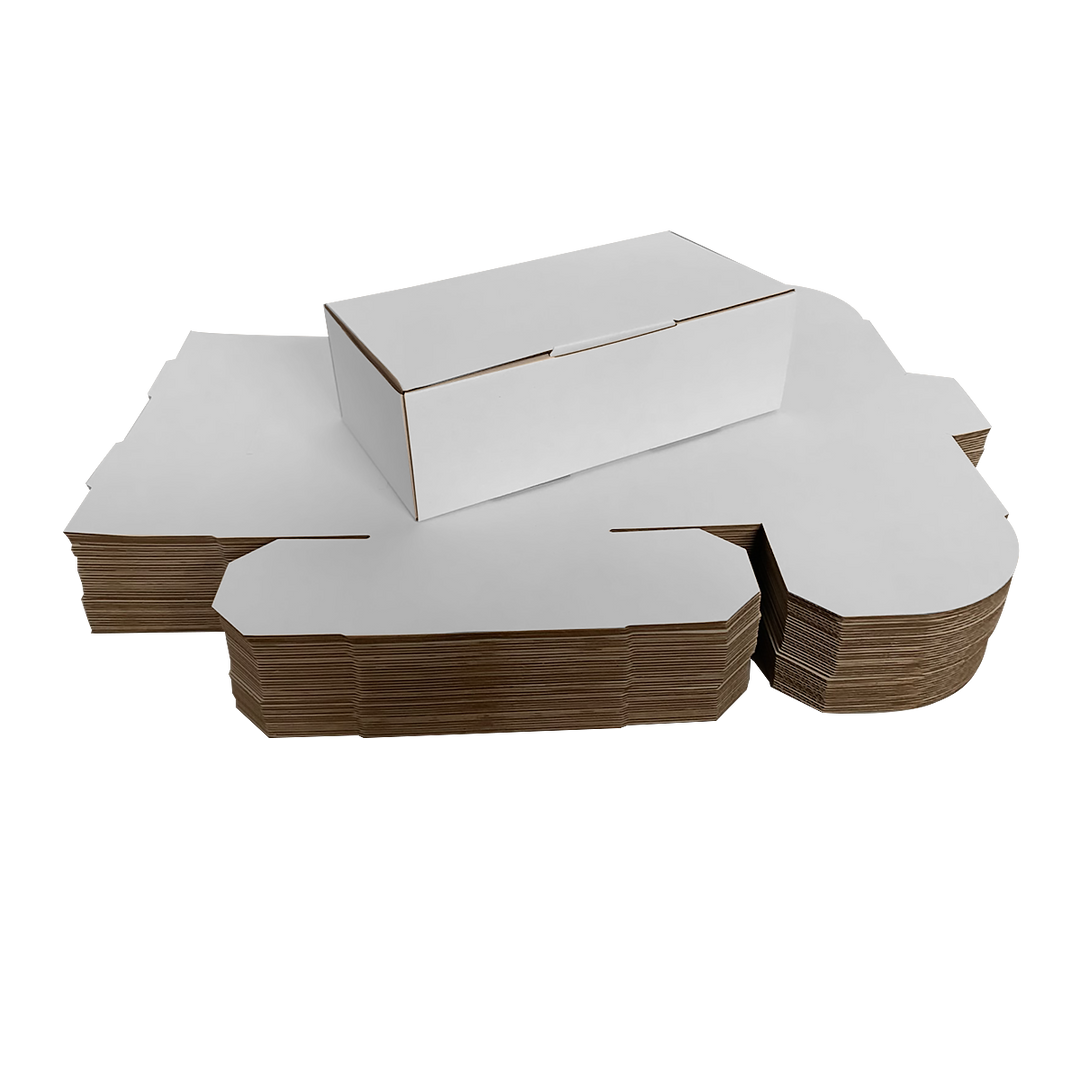 360 x 230 x 90mm White Corrugated Die Cut Mailing Box | Self-Locking, Flat-Pack, Eco-Friendly