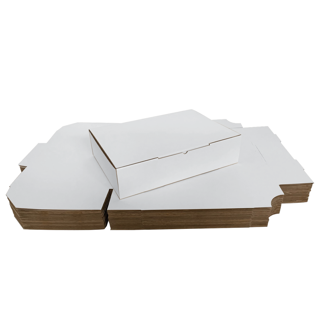 340 x 215 x 75mm White Corrugated Die Cut Mailing Box | Self-Locking, Flat-Pack, Eco-Friendly
