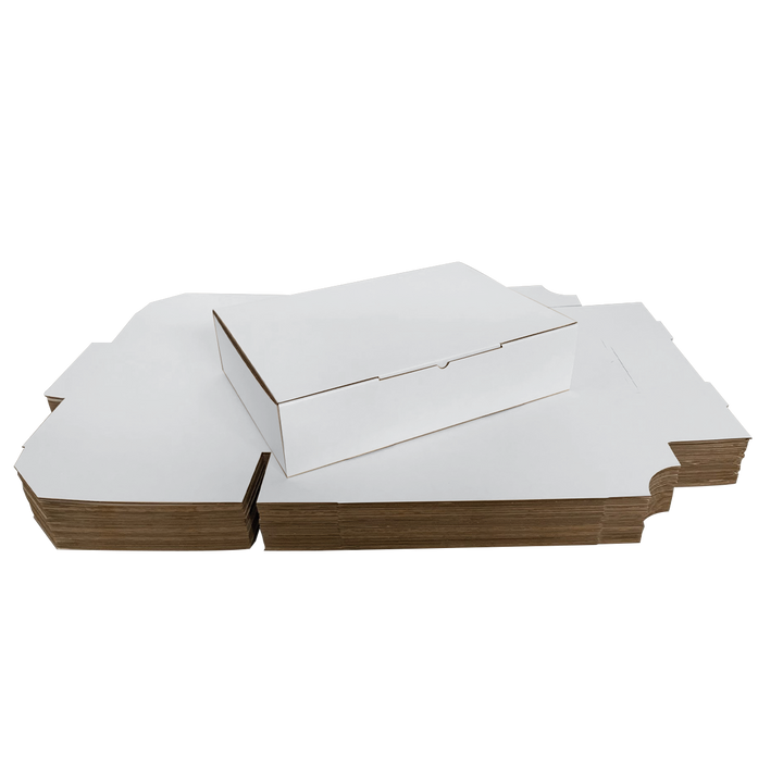 340 x 215 x 75mm White Corrugated Die Cut Mailing Box | Self-Locking, Flat-Pack, Eco-Friendly