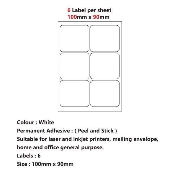 Versatile A4 Self-Adhesive Pre-Cut Labels: Available in 2, 4, 6, 8, 10, 15, 21, and 65 Labels Per Sheet