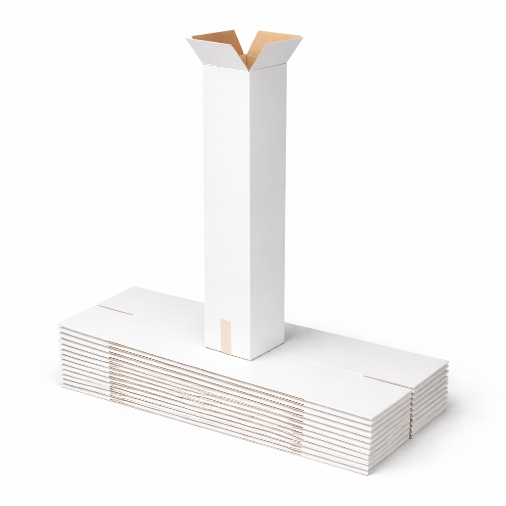 65 x 65 x 610 mm  Tall Mailing Shipping Packing Cardboard Boxes White