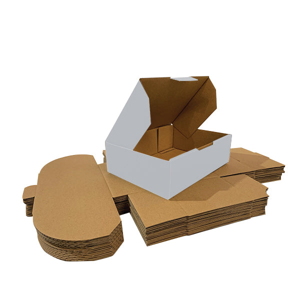 180 x 100 x 45mm White Corrugated Die Cut Mailing Box | Self-Locking, Flat-Pack, Eco-Friendly