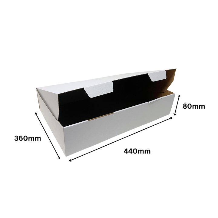 440 x 360 x 80mm White Corrugated Die Cut Mailing Box | Self-Locking, Flat-Pack, Eco-Friendly