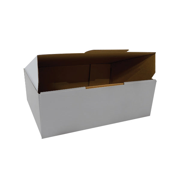 152 x 132 x 75mm White Corrugated Die Cut Mailing Box  Self-Locking, Flat-Pack, Eco-Friendly