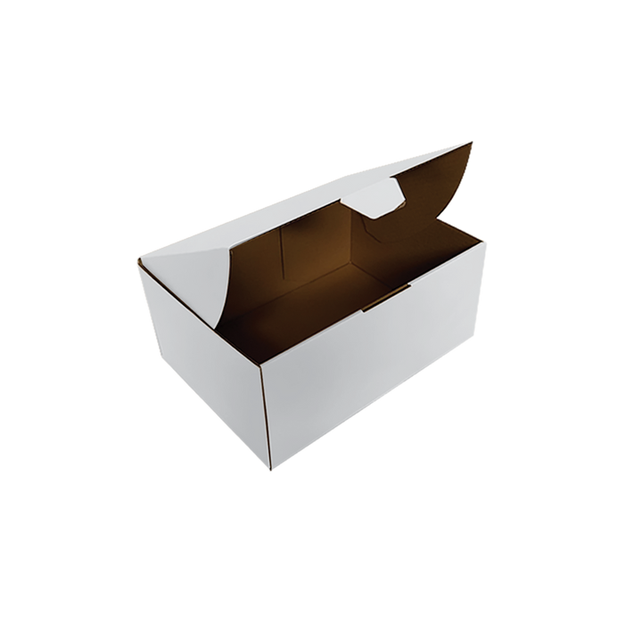 240 x 125 x 100mm White Corrugated Die Cut Mailing Box | Self-Locking, Flat-Pack, Eco-Friendly