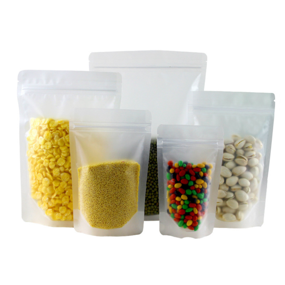 130 x 200 + 40 mm Matte Stand-Up Bag with Expandable Base Resealable Ziplock Packaging Bag