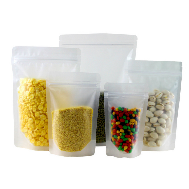 130 x 200 + 40 mm Matte Stand-Up Bag with Expandable Base Resealable Ziplock Packaging Bag