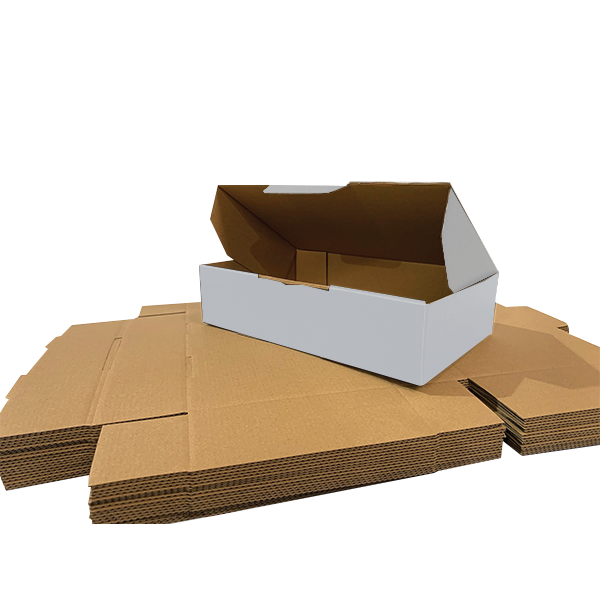 270 x 200 x 60mm White Corrugated Die Cut Mailing Box | Self-Locking, Flat-Pack, Eco-Friendly