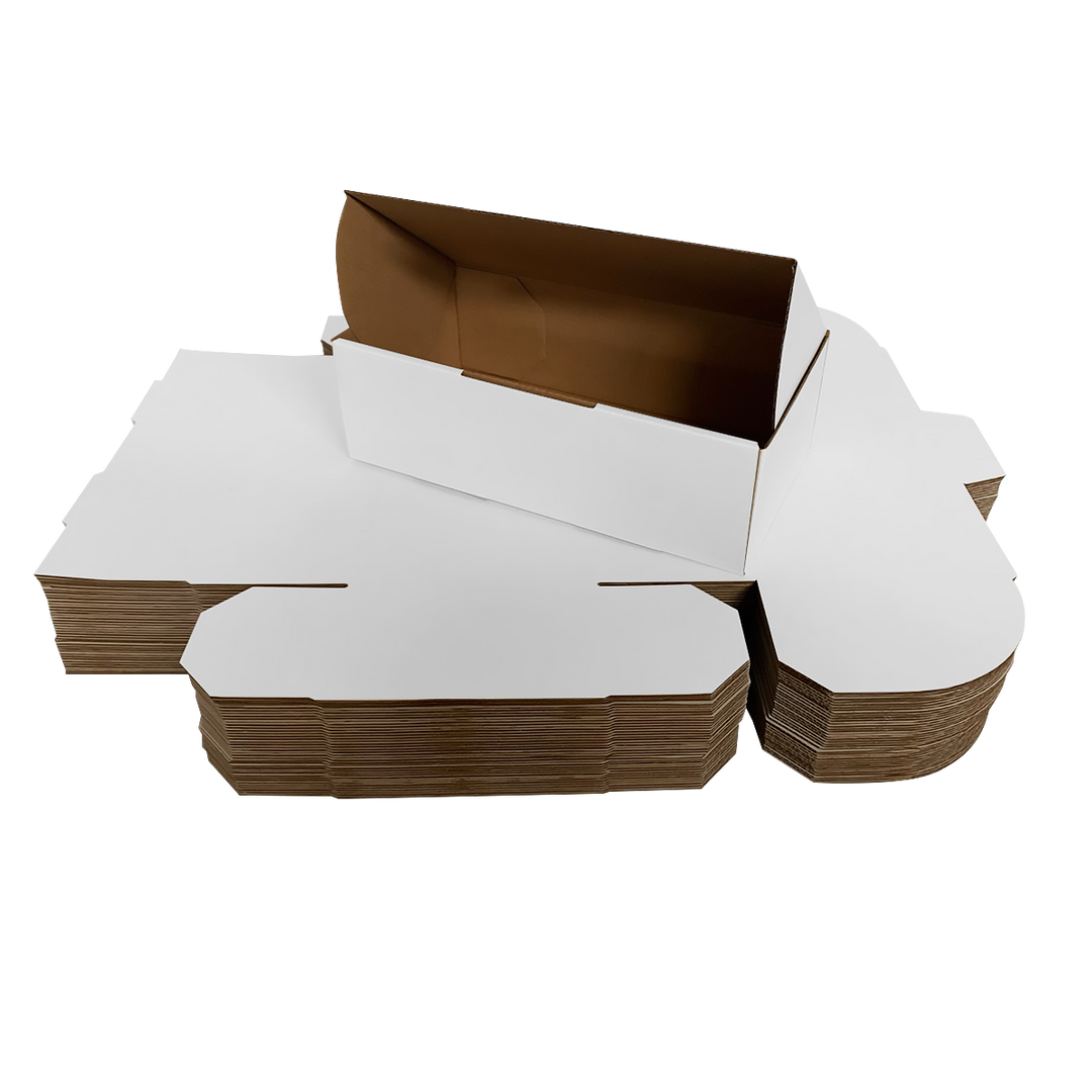 360 x 230 x 90mm White Corrugated Die Cut Mailing Box | Self-Locking, Flat-Pack, Eco-Friendly