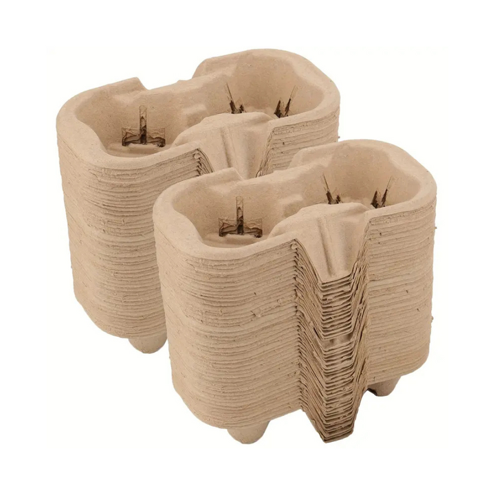 Eco-Friendly 2-Cup Kraft Brown Pulp Drink Carrier – Disposable Coffee Tray for Takeaway & Travel